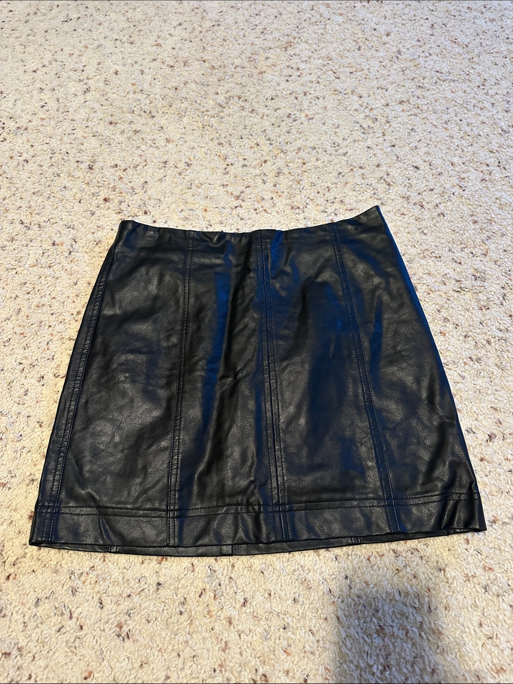 She + Sky Black Faux Leather Panel Mini Skirt